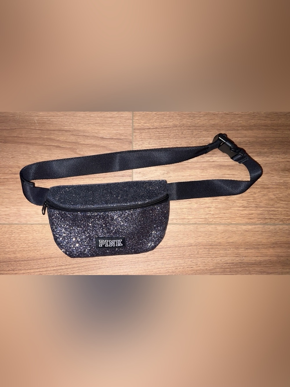 PINK - Glitter Black Fanny Pack